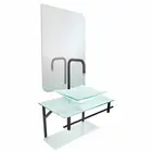 Kit Lavabo, Cuba e Espelho Rubi 48cm Mármore Branco Dulluc
